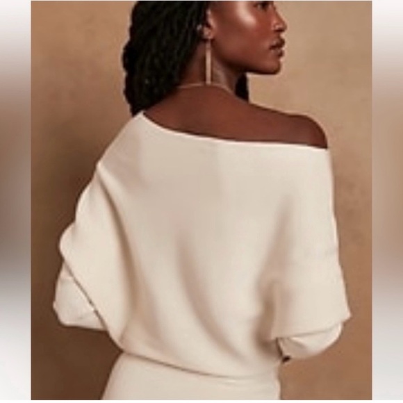 BANANA REPUBLIC, COLLETA, Off-Shoulder Cream Sweater Dress,Sophisticated, Size S - Picture 4 of 15